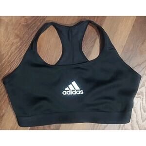 Adidas Sports Bra Size 1/2 XS Black Racerback Logo Mesh Back Pullover 3 Stripes